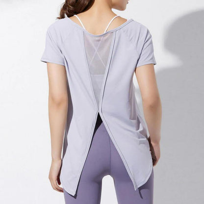 半袖トップス t153｜スカイブルー｜フレンチスリーブ｜異素材｜無地｜Tシャツ｜シンプル｜ヨガ｜おしゃれ｜Lee.che (リーチェ) ｜LIFE TUNING DAYS（ライフチューニングデイズ）｜