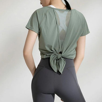 半袖トップス t153｜カーキ｜フレンチスリーブ｜異素材｜無地｜Tシャツ｜シンプル｜ヨガ｜おしゃれ｜Lee.che (リーチェ) ｜LIFE TUNING DAYS（ライフチューニングデイズ）｜