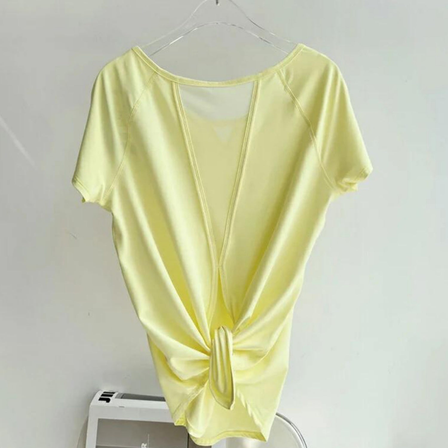 半袖トップス t153｜イエロー｜フレンチスリーブ｜異素材｜無地｜Tシャツ｜シンプル｜ヨガ｜おしゃれ｜Lee.che (リーチェ) ｜LIFE TUNING DAYS（ライフチューニングデイズ）｜