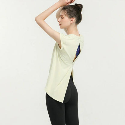 トップス t173｜レモンイエロー｜2way｜フレンチスリーブ｜半袖Tシャツ｜ピラティス｜ヨガ｜おしゃれ｜Lee.che (リーチェ) ｜LIFE TUNING DAYS（ライフチューニングデイズ）｜