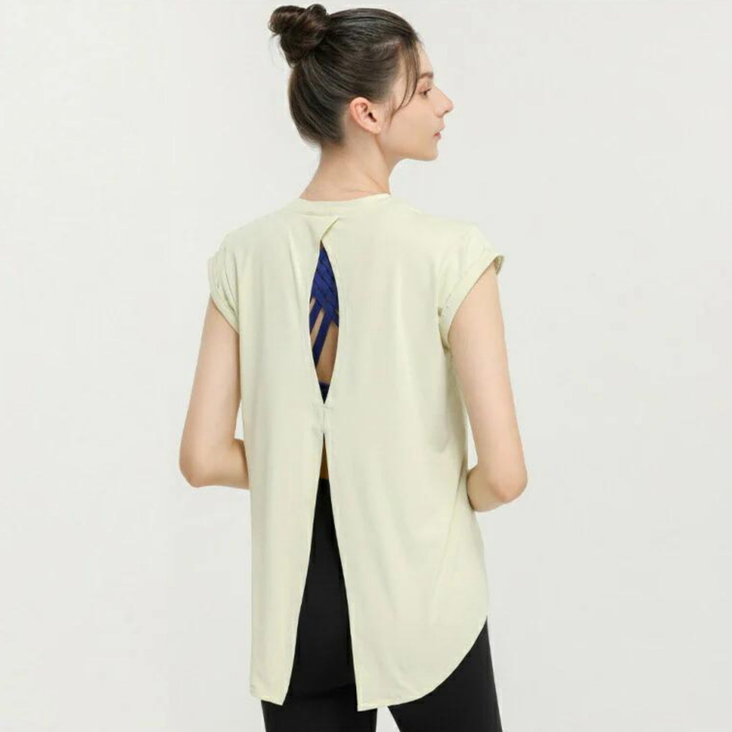 トップス t173｜レモンイエロー｜2way｜フレンチスリーブ｜半袖Tシャツ｜ピラティス｜ヨガ｜おしゃれ｜Lee.che (リーチェ) ｜LIFE TUNING DAYS（ライフチューニングデイズ）｜