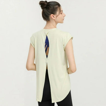 トップス t173｜レモンイエロー｜2way｜フレンチスリーブ｜半袖Tシャツ｜ピラティス｜ヨガ｜おしゃれ｜Lee.che (リーチェ) ｜LIFE TUNING DAYS（ライフチューニングデイズ）｜