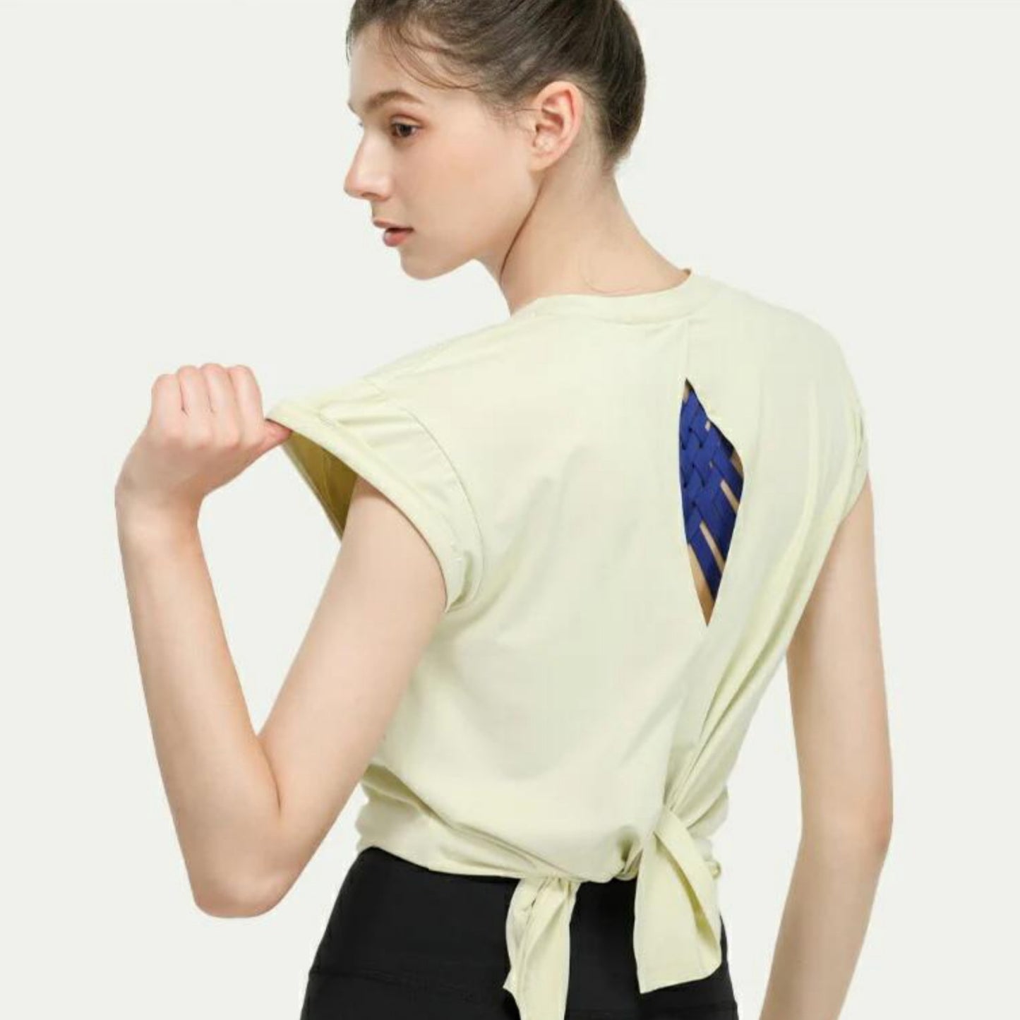 トップス t173｜レモンイエロー｜2way｜フレンチスリーブ｜半袖Tシャツ｜ピラティス｜ヨガ｜おしゃれ｜Lee.che (リーチェ) ｜LIFE TUNING DAYS（ライフチューニングデイズ）｜