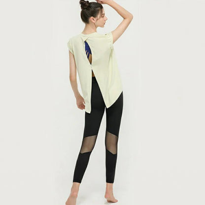 トップス t173｜レモンイエロー｜2way｜フレンチスリーブ｜半袖Tシャツ｜ピラティス｜ヨガ｜おしゃれ｜Lee.che (リーチェ) ｜LIFE TUNING DAYS（ライフチューニングデイズ）｜