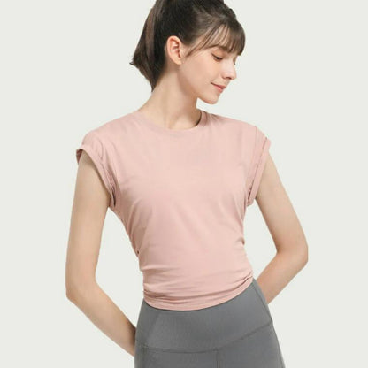 トップス t173｜ピンク｜フレンチスリーブ｜2way｜無地｜Tシャツ｜シンプル｜ヨガ｜おしゃれ｜Lee.che (リーチェ) ｜LIFE TUNING DAYS（ライフチューニングデイズ）｜