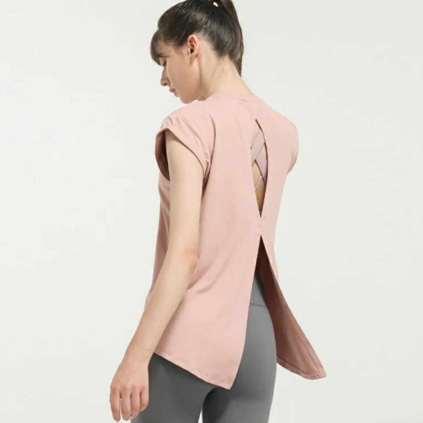 トップス t173｜ピンク｜フレンチスリーブ｜2way｜無地｜Tシャツ｜シンプル｜ヨガ｜おしゃれ｜Lee.che (リーチェ) ｜LIFE TUNING DAYS（ライフチューニングデイズ）｜