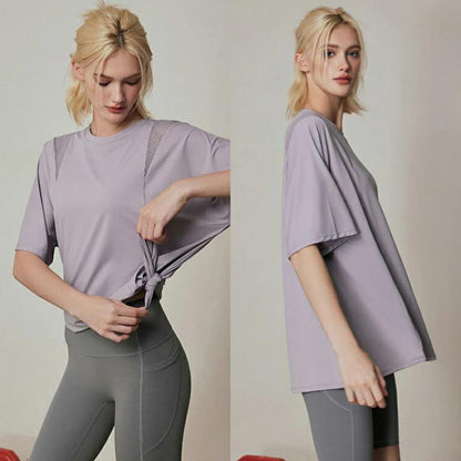 トップス t242｜ライトパープル｜スポーティー｜メッシュ｜シンプル｜無地｜2way｜ヨガ｜かわいい｜おしゃれ｜Lee.che (リーチェ) ｜LIFE TUNING DAYS（ライフチューニングデイズ）｜