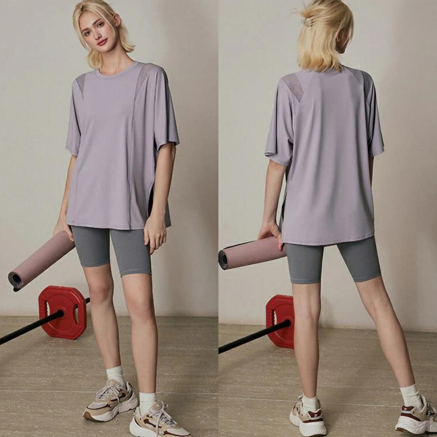 トップス t242｜ライトパープル｜スポーティー｜メッシュ｜シンプル｜無地｜2way｜ヨガ｜かわいい｜おしゃれ｜Lee.che (リーチェ) ｜LIFE TUNING DAYS（ライフチューニングデイズ）｜