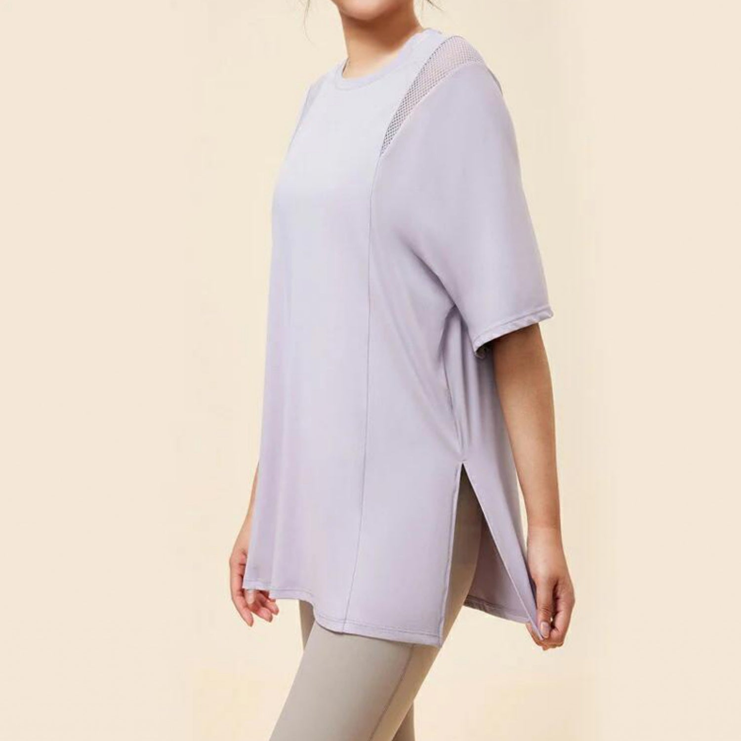 トップス t242｜ライトパープル｜スポーティー｜メッシュ｜シンプル｜無地｜2way｜ヨガ｜かわいい｜おしゃれ｜Lee.che (リーチェ) ｜LIFE TUNING DAYS（ライフチューニングデイズ）｜